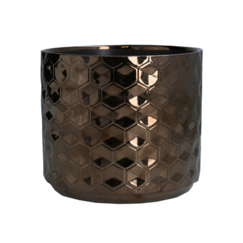 Copper Honeycomb Lrge Pot Cover By Gisela Graham
